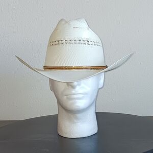 Vintage JUSTIN By Milano Hat Co. Straw Ranchers Cowboy Hat Sz 7